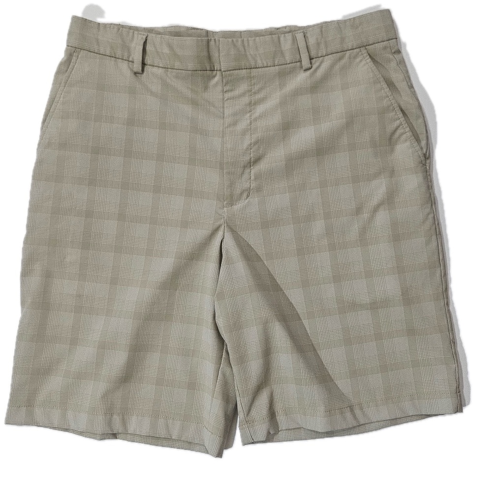 Walter Hagen Shorts Mens 34 Beige Plaid Golf Performance Stretch Chino Casual‎